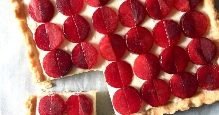 Plum Tart with Honey Ginger Mascarpone Filling