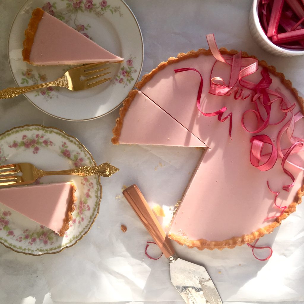 rhubarb panna cotta tart.