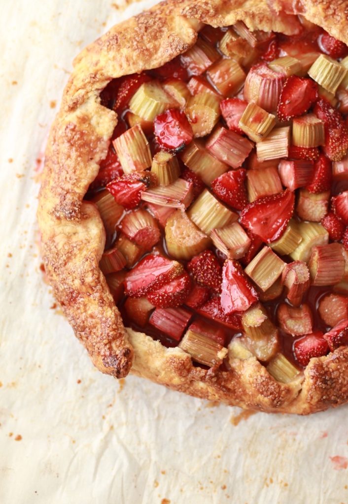 strawberry rhubarb rose galette