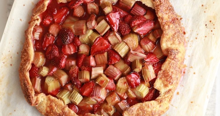 Strawberry, Rhubarb, and Rose Galette in Cream Cheese Crust