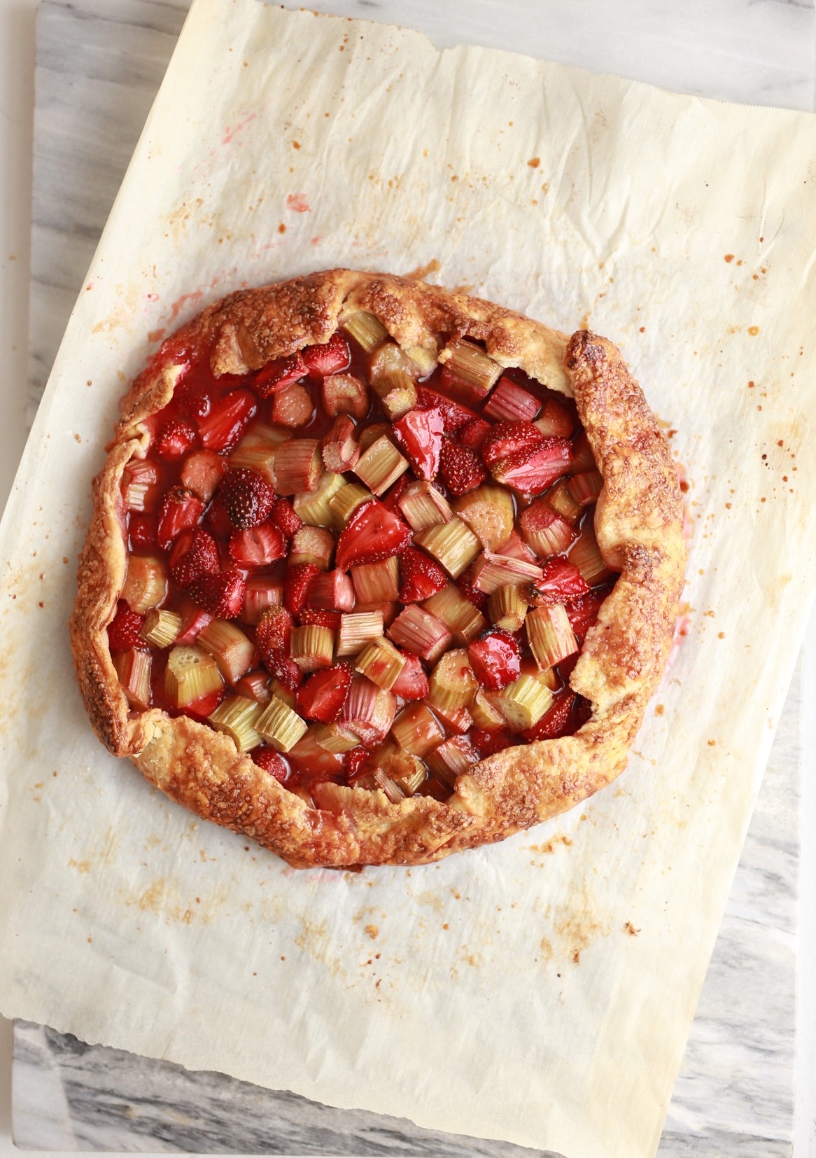 Strawberry, Rhubarb, and Rose Galette in Cream Cheese Crust