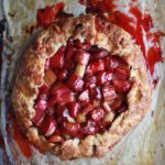 strawberry rhubarb rose galette