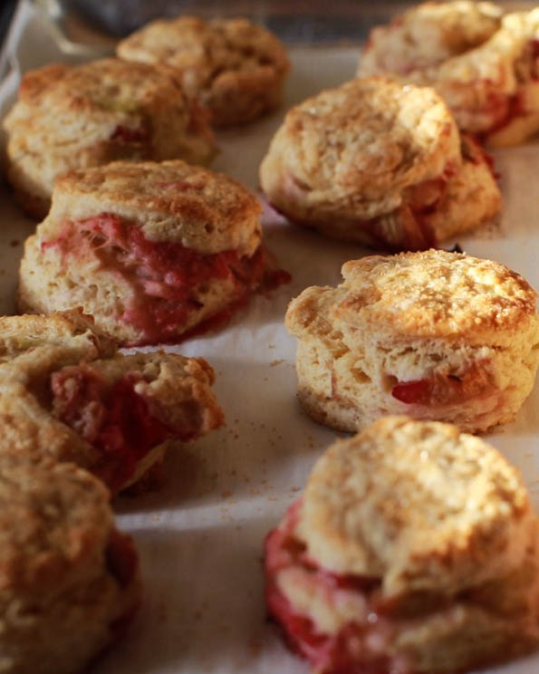 roasted rhubarb buttermilk and brown sugar scones