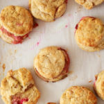 roasted rhubarb buttermilk brown sugar scones