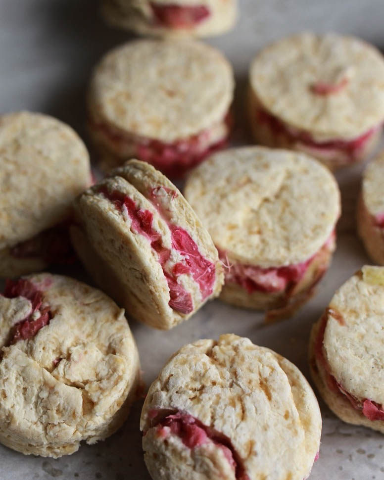 roasted rhubarb buttermilk and brown sugar scones 