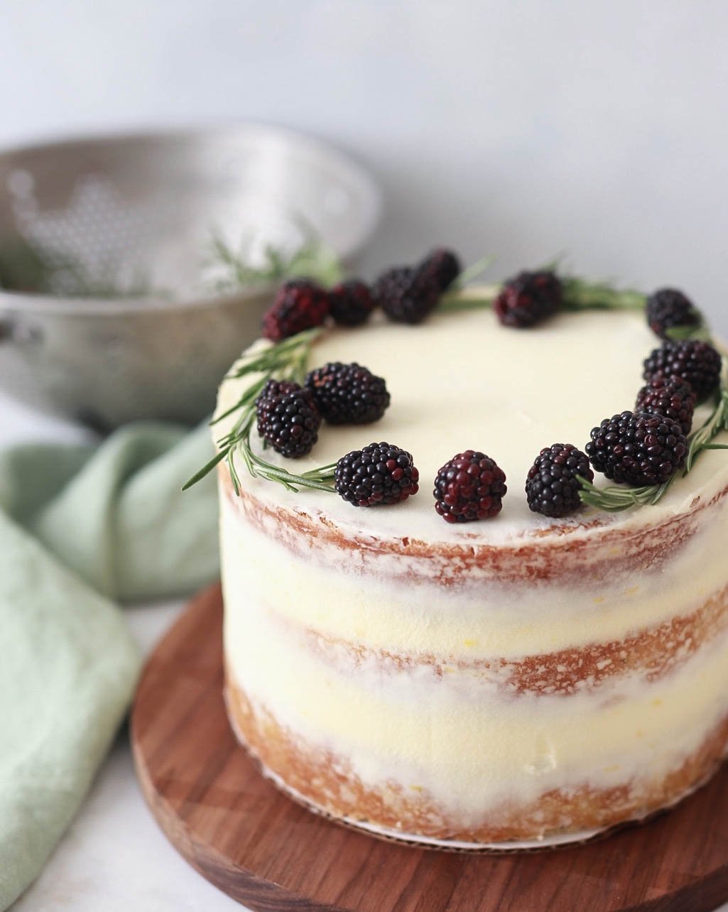 Lemon Rosemary Olive Oil Cake With Blackberry Curd And Mascarpone Buttercream Pastry And Prose