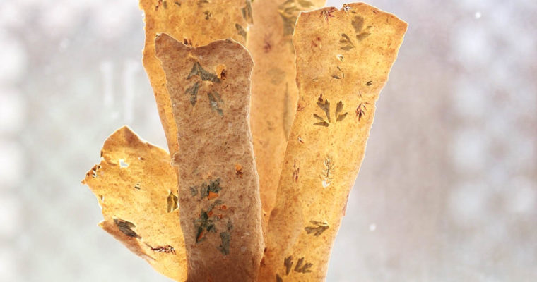 Sourdough Discard Crackers with Herbs and Edible Flowers