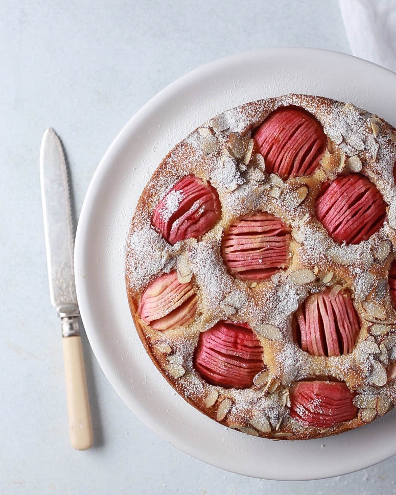 Maple Almond Sunken Apple Cake