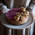 purple sweet potato cheesecake with white sweet potato roses