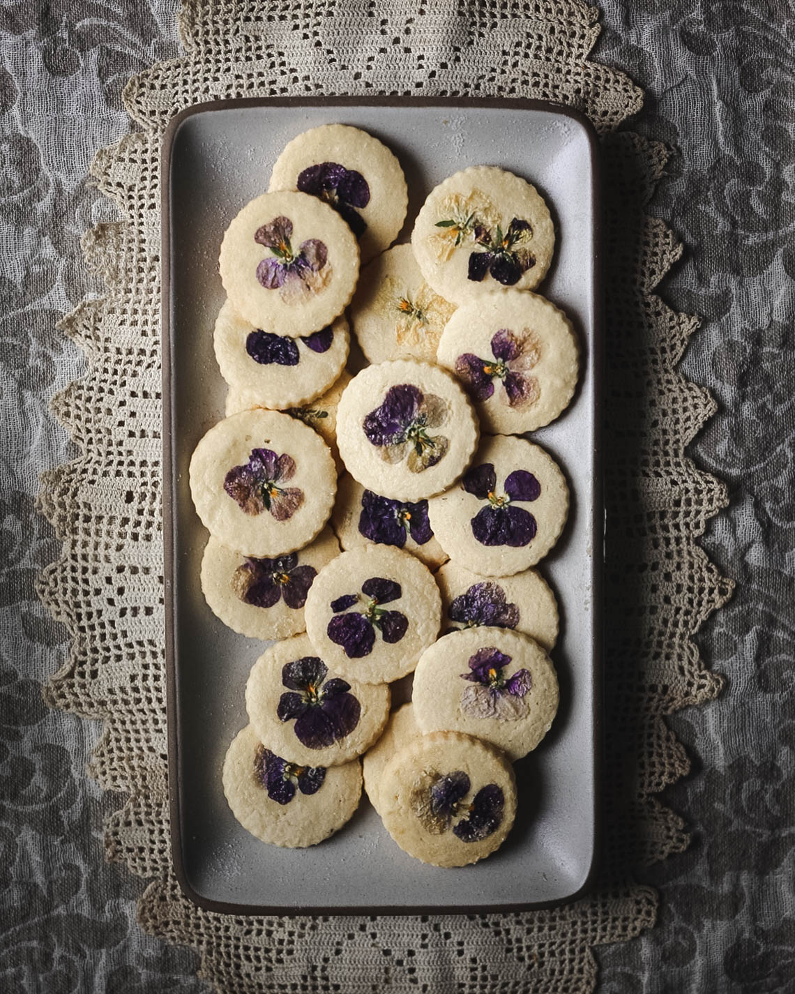 Orange Blossom Shortbread Cookies with Edible Flowers