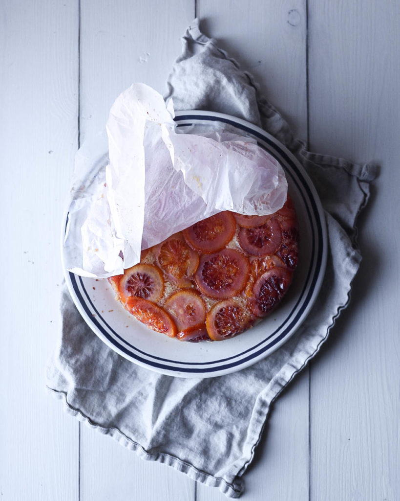 blood orange upside down cake unmolded