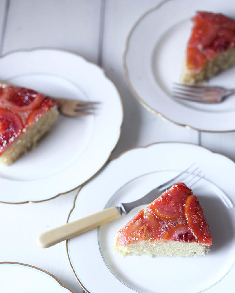 blood orange upside down cake slices