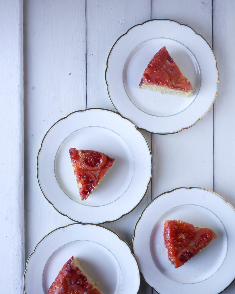 blood orange upside down cake slices